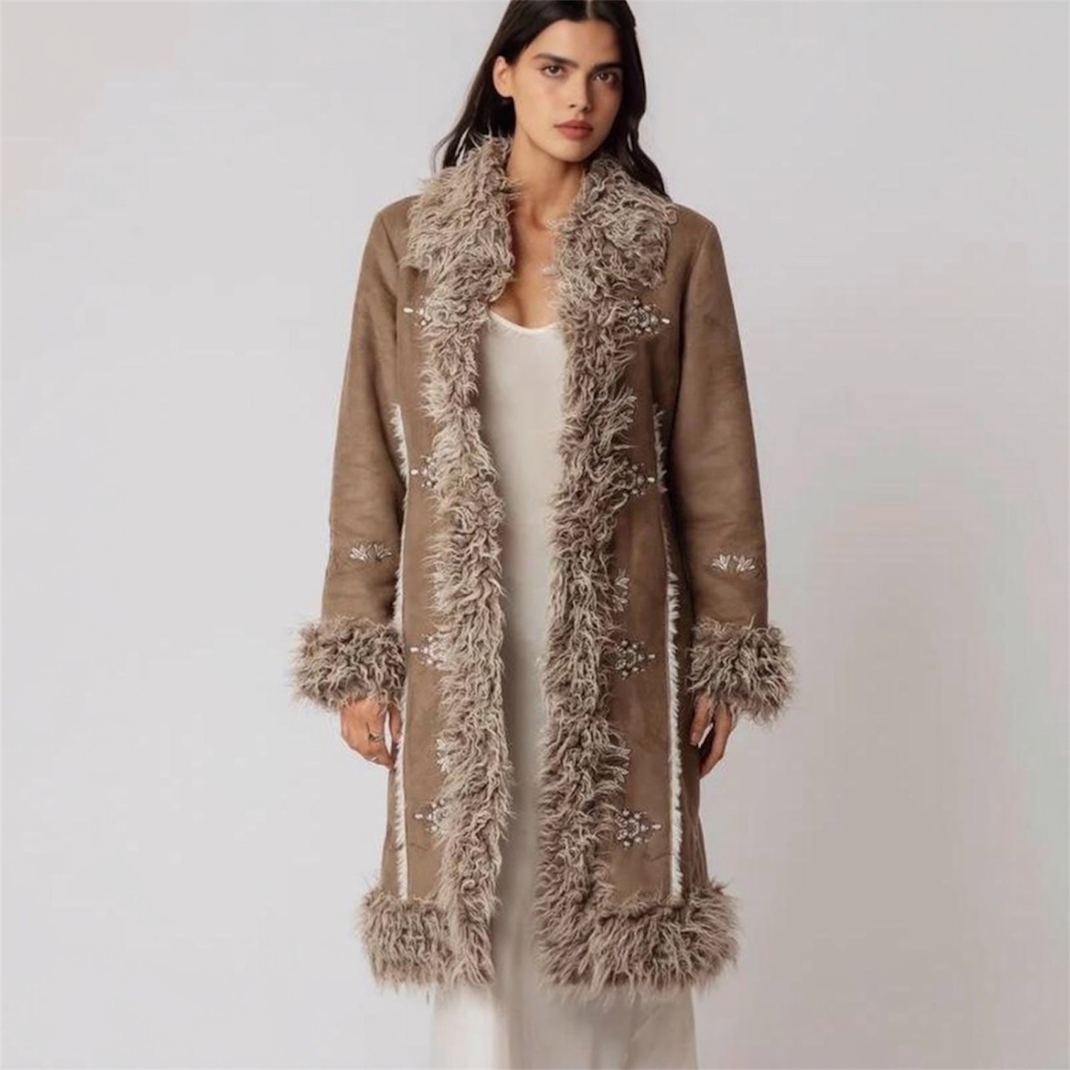 TREE OF LIFE Afghan Coat Size M 12 AU Beige Penny Lane Joplin Boho Jacket Sherpa