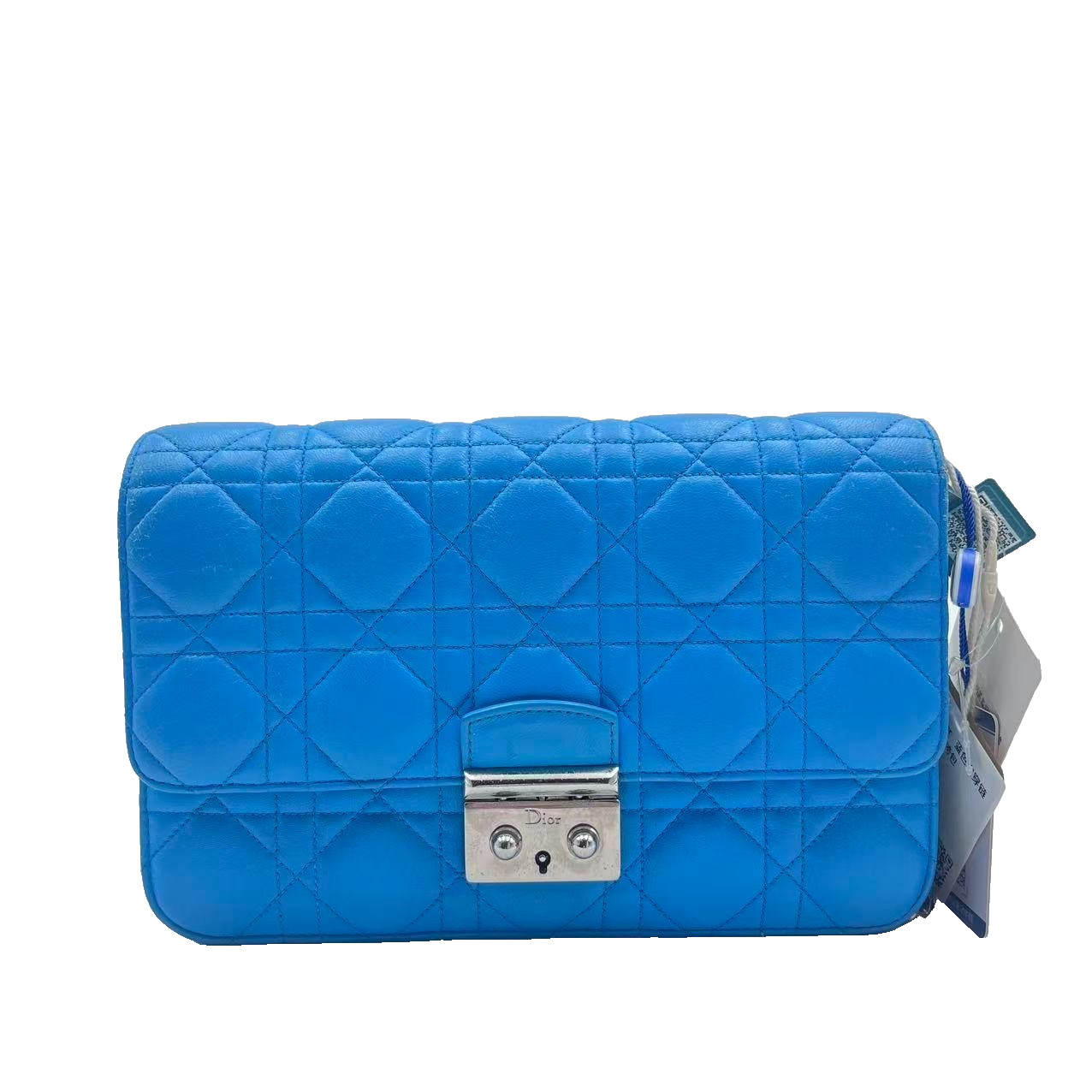 H2 Dior Miss Dior Blue Rattan Plaid Chain Mouth Bag H21489