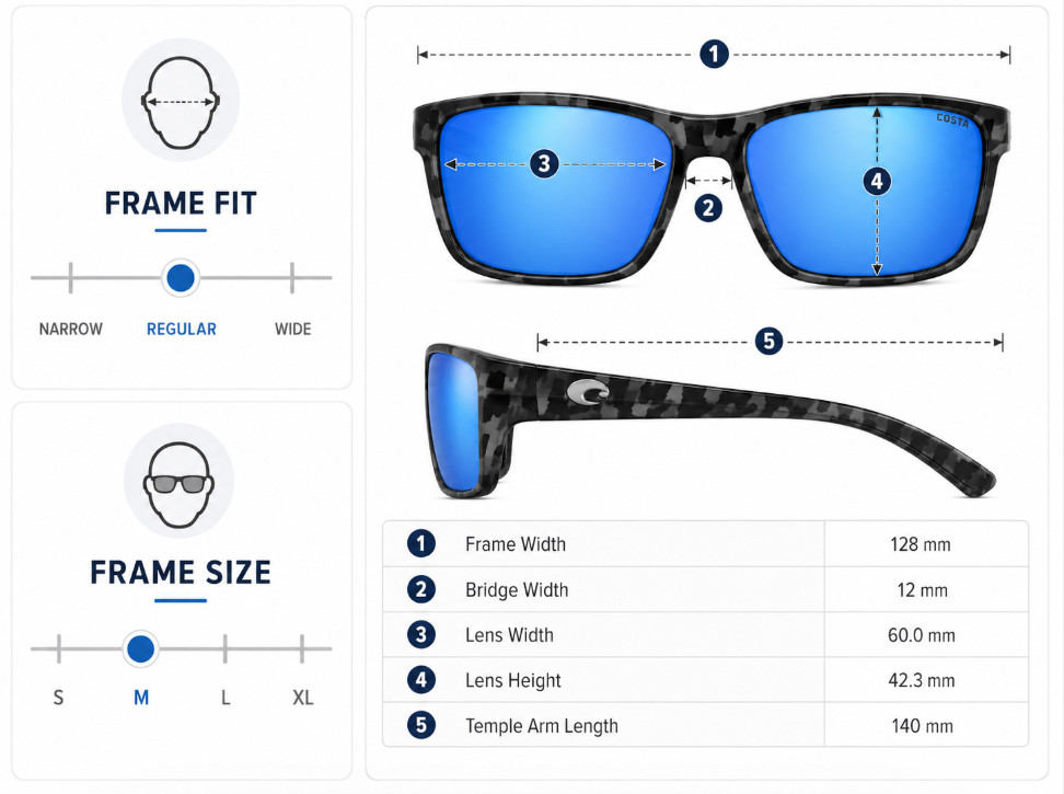 NEW Costa Del Mar Rincon Gray Camo Sunglasses Blue Mirror Polarized HOT TREND