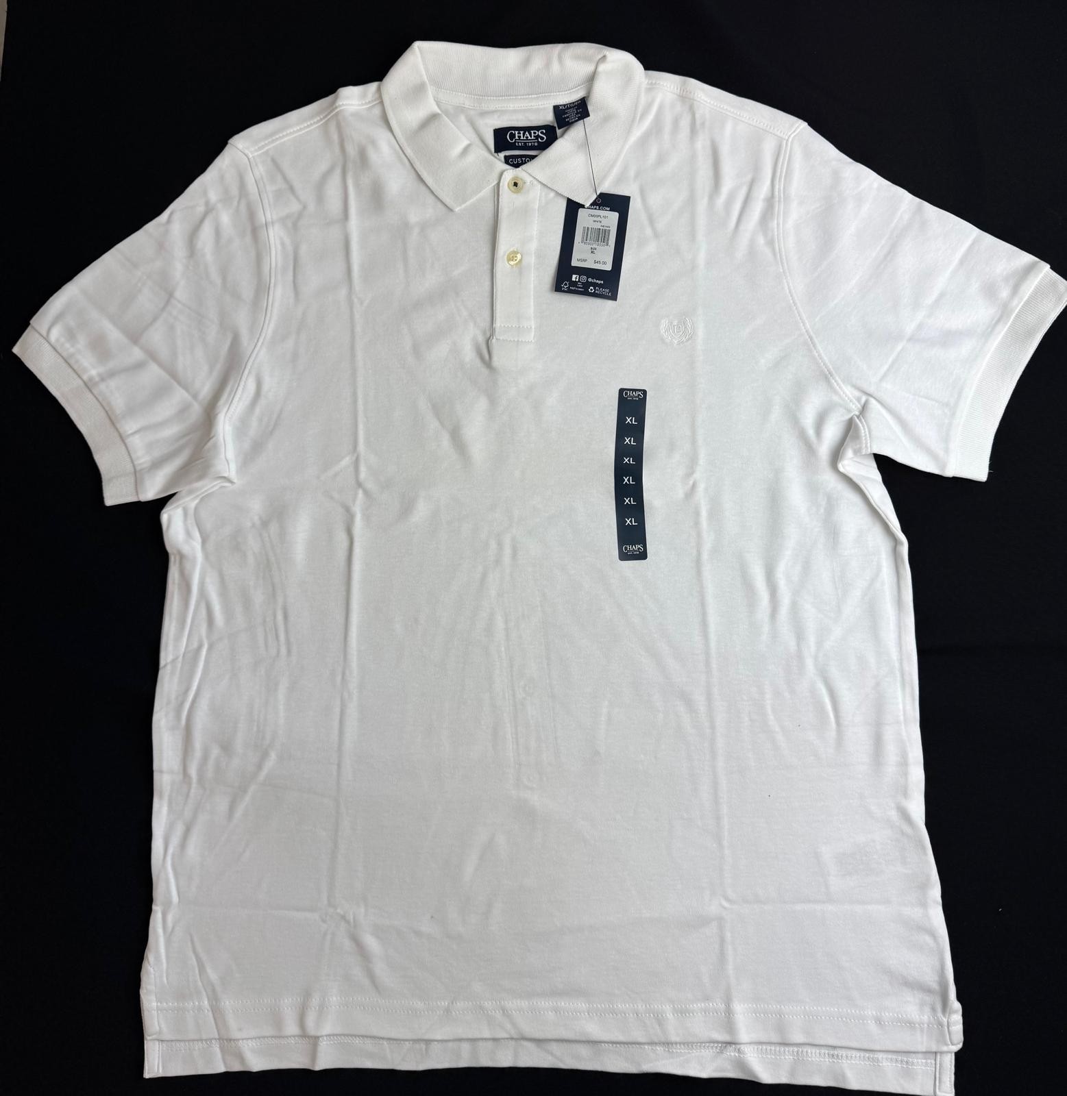 CHAPS Natural Stretch Polo Shirt in WHITE in Size EXTRA LARGE *NWT*
