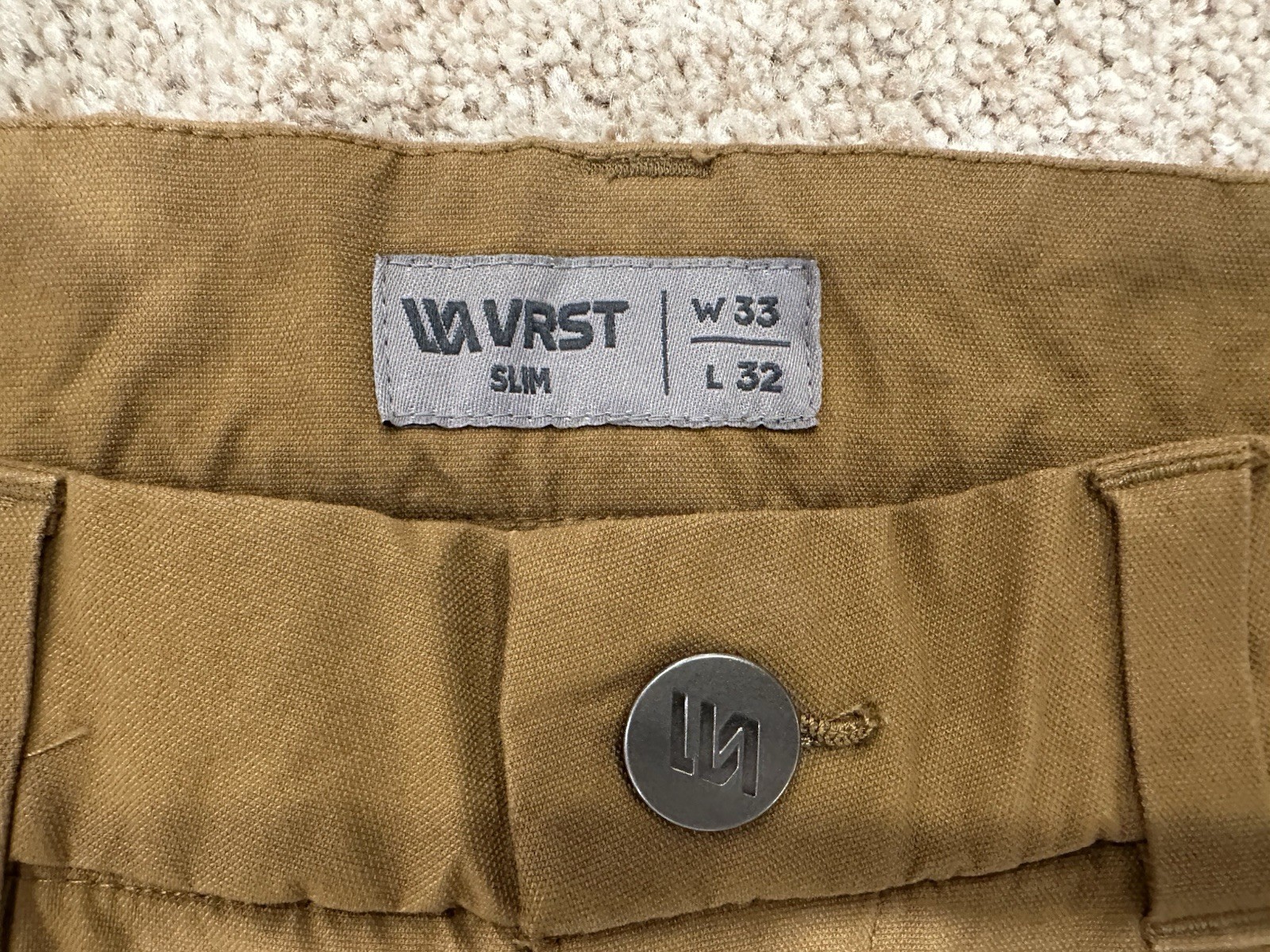 VRST Limitless Canvas 5 Pocket Pants 33×32 Slim Fit Stretch Tan Beige Khaki New