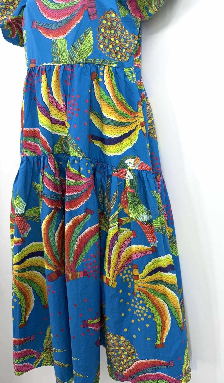 Anthropologie Farm Rio Tropics Tiered Midi Dress Size Small-FLAW