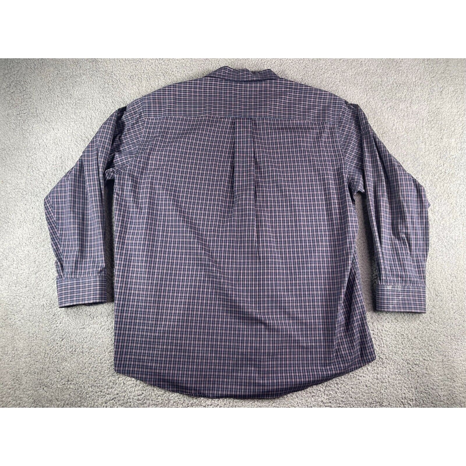 Nautica Shirt Mens 34 / 35 Button Down 17.5 in Blue Purple Plaid Non Iron Cotton