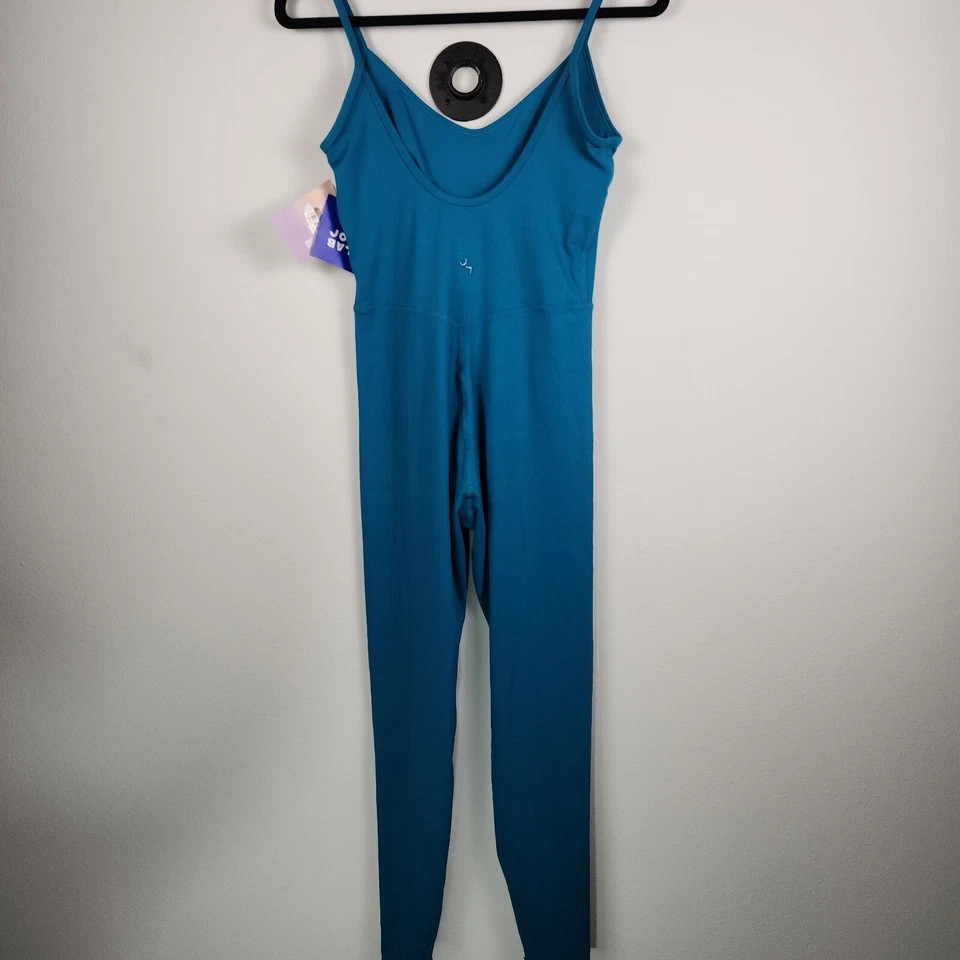 JoyLab Women’s Corset Bodysuit Leotard Stretch Jersey U-Neckline Teal Blue XS