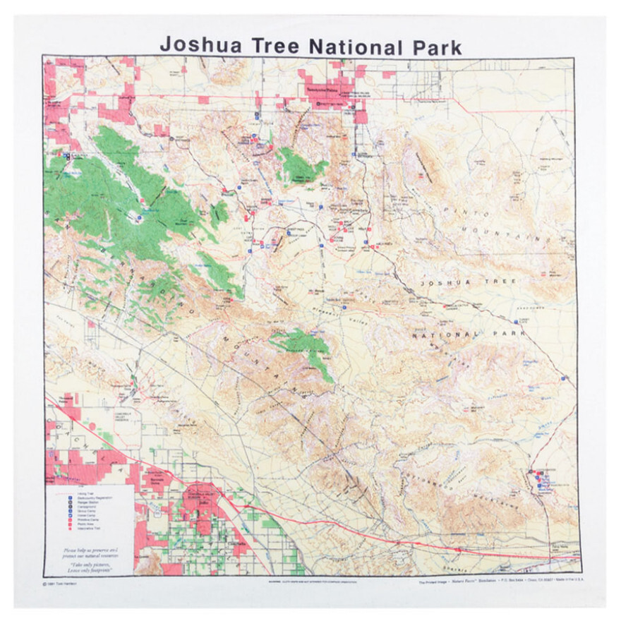 Printed Image Joshua Tree National Park Bandanna 22″ x 22″ Topographical Map