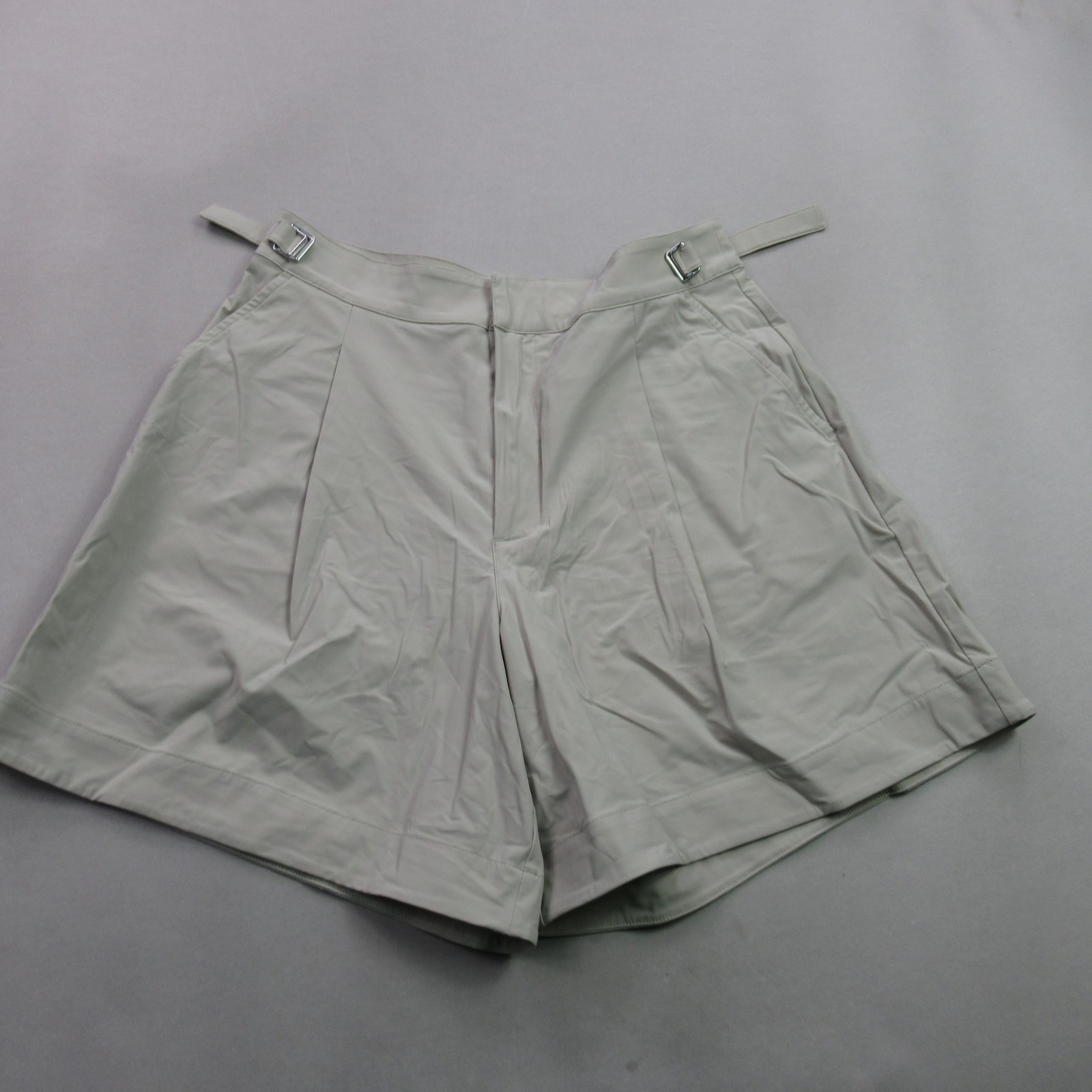 GREYSON Women’s Khaki Pleated Performance Shorts Size S Adjustable Waist Pockets