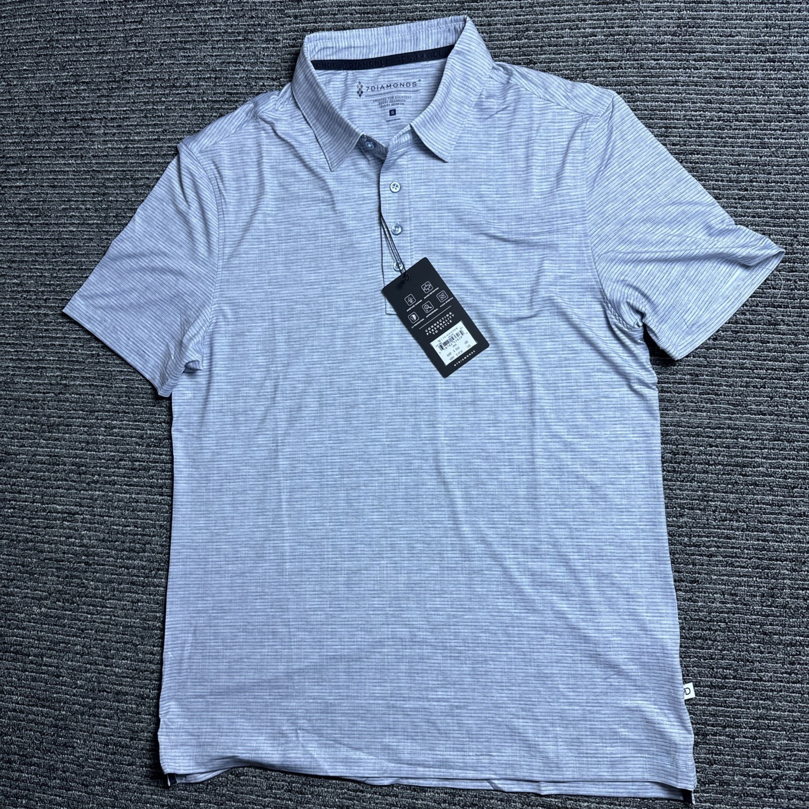 7 Diamonds Malone Golf Polo Shirt Men S Stripe Wicking Stretch Antimicrobial NWT