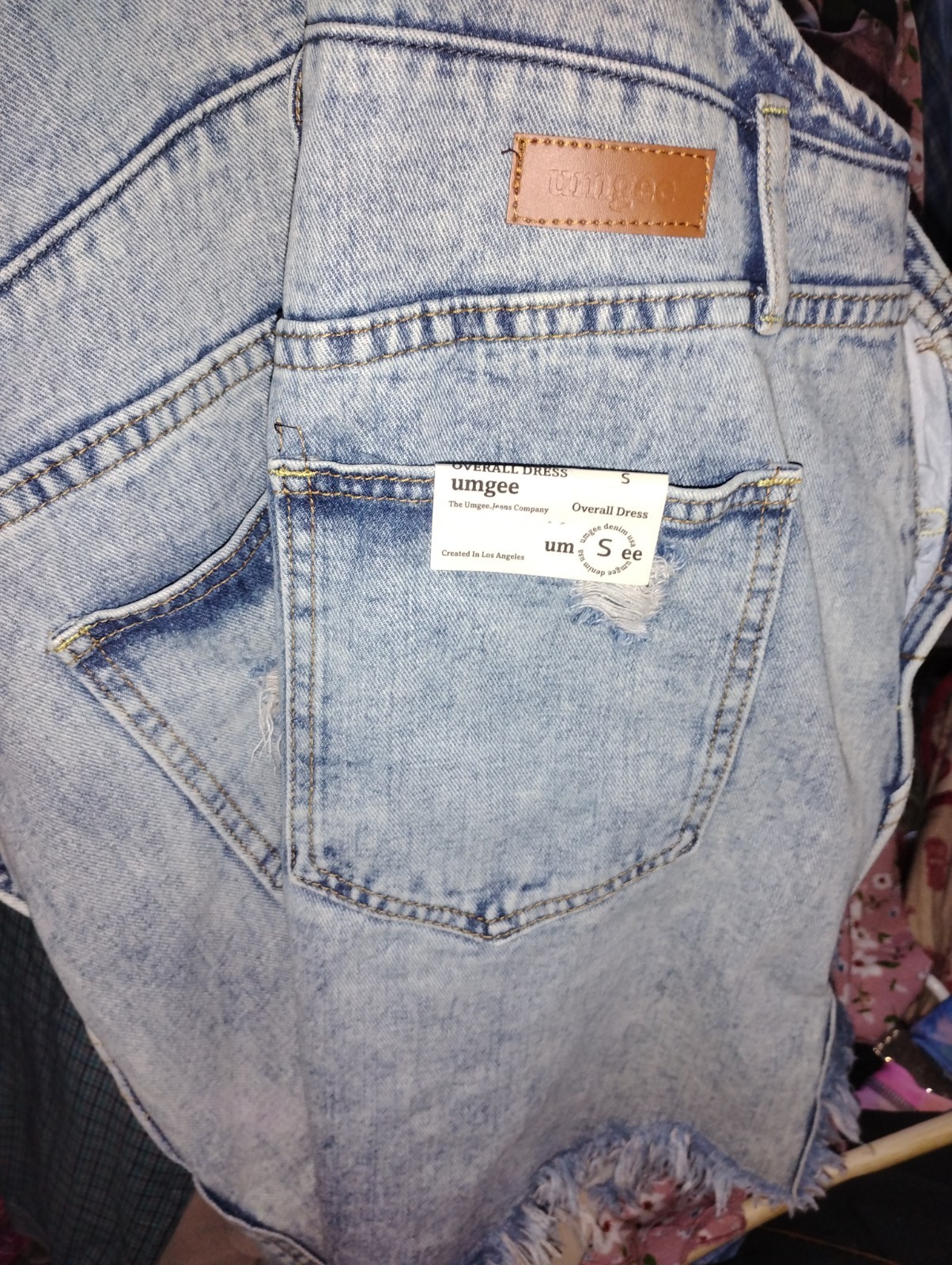 Umgee Jeans Small Denim Overalls Dress Distressed Nwt Bib