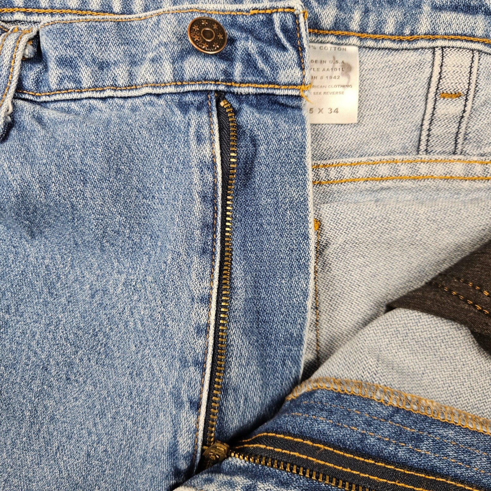 All American Clothing Co Mens Straight Leg Jeans Blue Cotton Made in USA