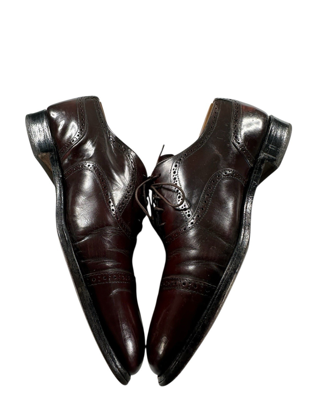 Bostonian Vintage Size 11.5 C Burgundy Leather Mens Dress Cap Toe Shoes USA