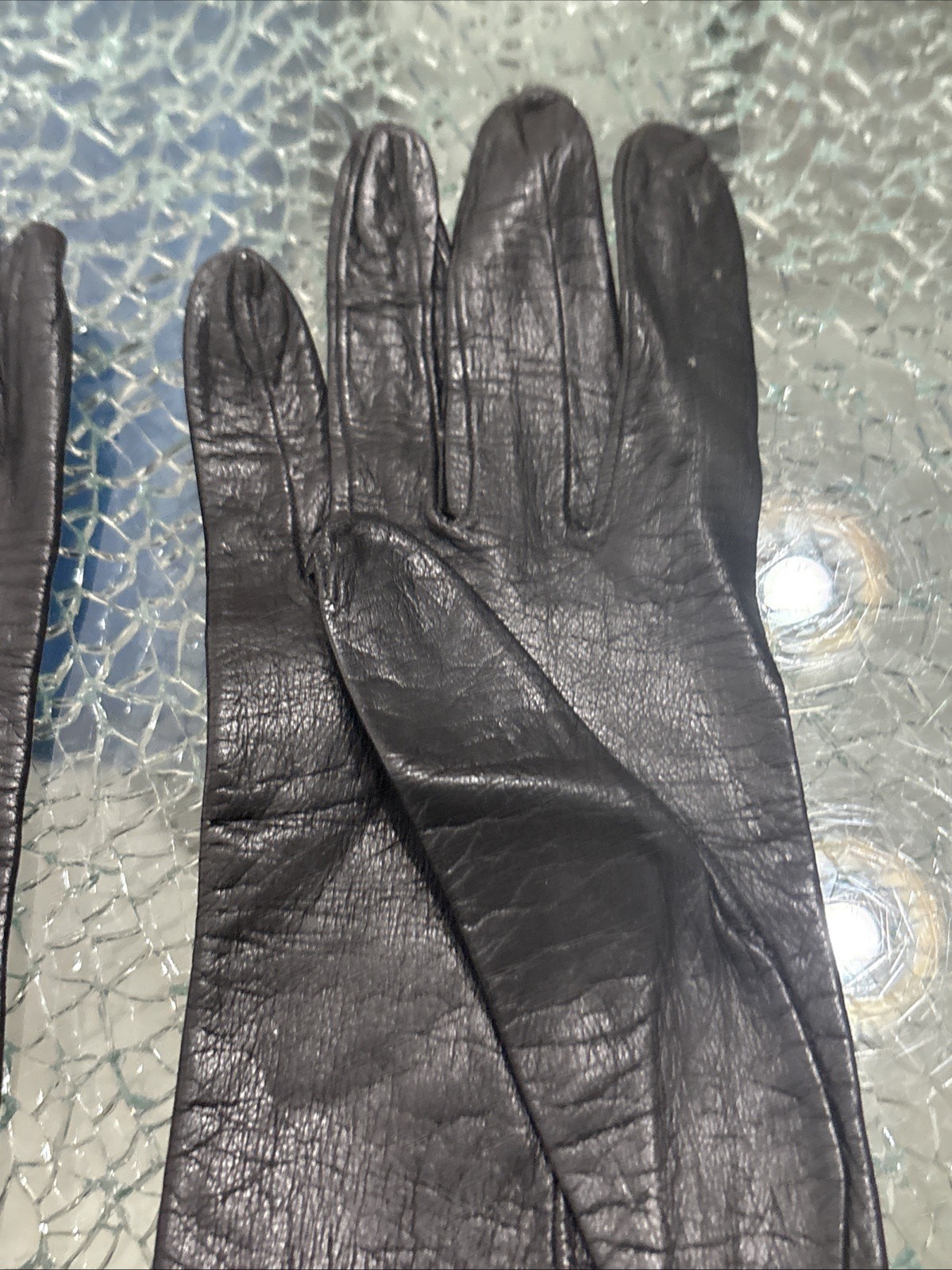 Vintage CHRISTIAN DIOR Long Gloves – Size 6½ – Black Leather – 15 In Length