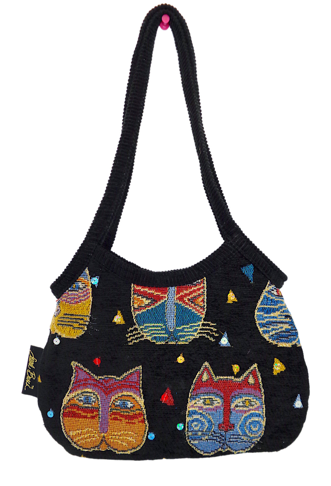 Laurel Burch Cat Tapestry Zip Bag Purse Size Small 12.5″ in x 7.25″