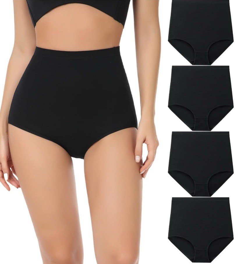 wirarpa 4 Pack Women’s Underwear Cotton Super High Waisted Briefs Size M