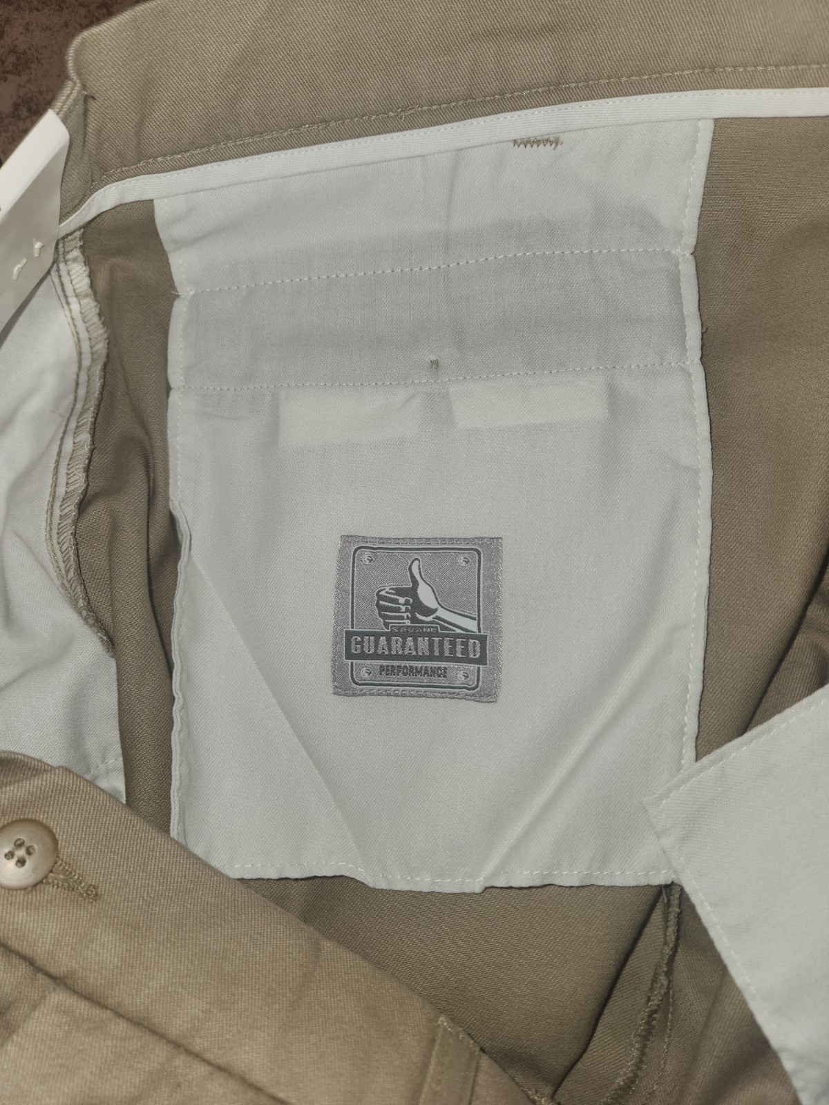 Savane Motion Men’s 42W X 30L Tan Khaki Mink Flat Front 100% Cotton NWT