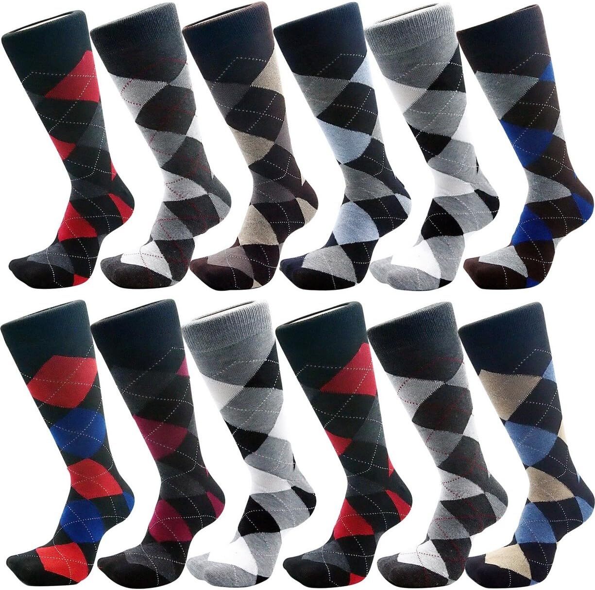 USBingoshop Mens Cotton Argyle Striped Solid Ribbed Black 10-13, Lords-argyle