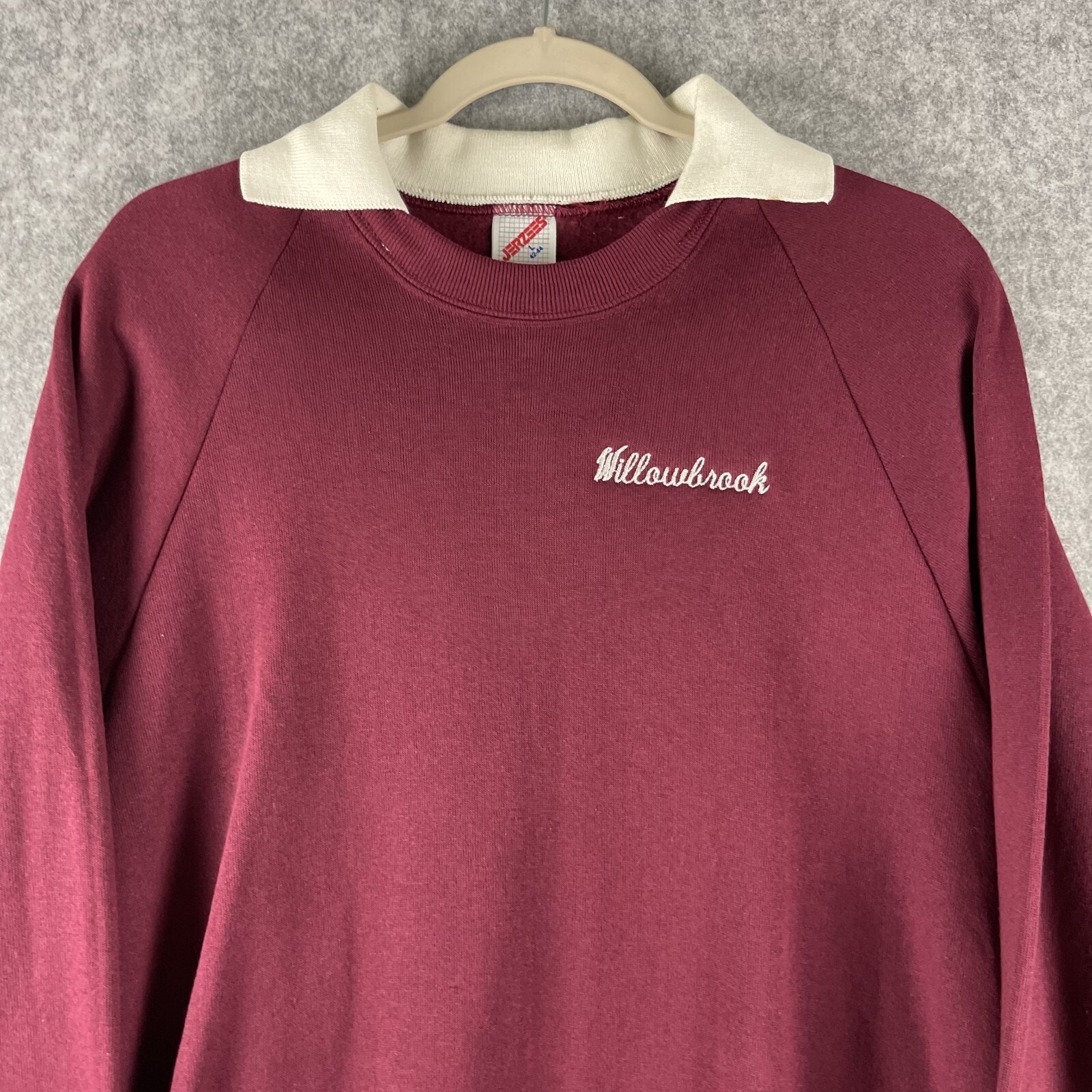 VTG Jerzees Sweatshirt Adult Large Burgundy Collared Preppy Academia USA 90s NWT