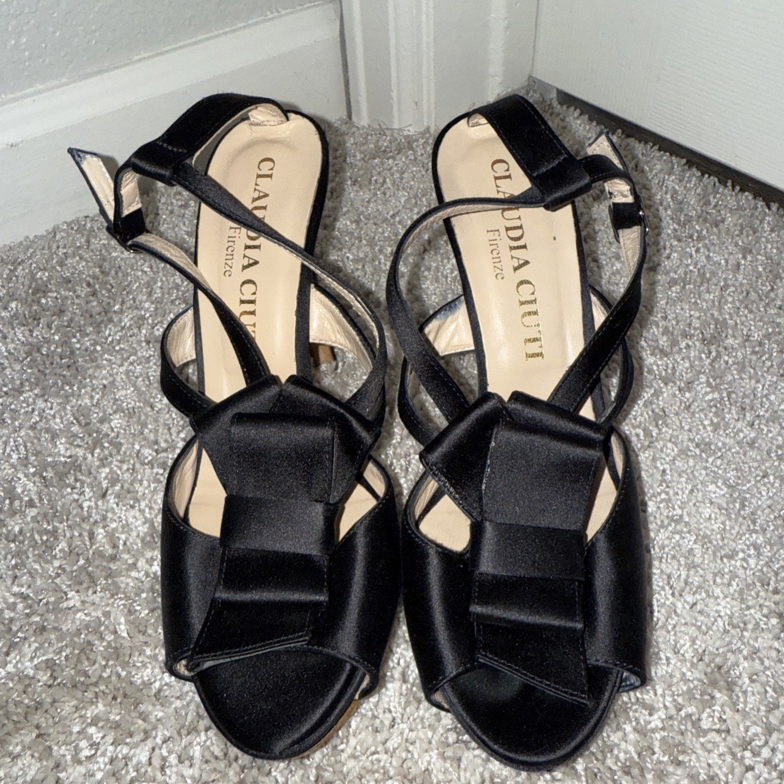 Claudia Ciuti Black Satin Stiletto Heels Size 7.5 Women’s , Classy, Hardly Worn