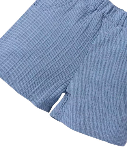 Baby Boy Jacquard Outfit – Short Sleeve Woven Shirt Top + Matching Shorts