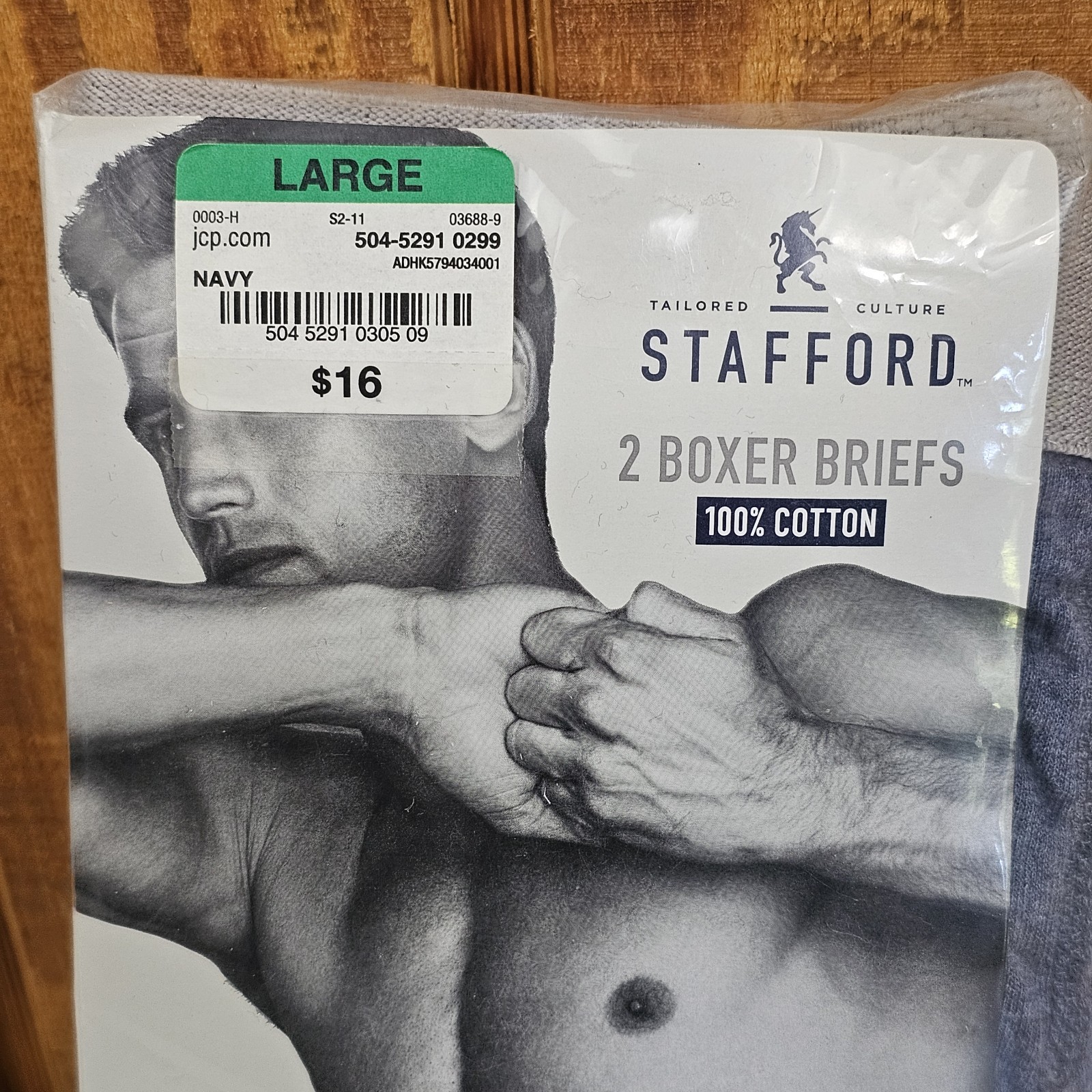 Stafford Men’s Boxer Briefs Size Large 2 Pack Navy Blue 100% Cotton