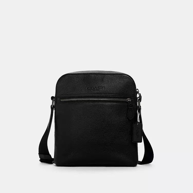 NEW COACH 4011 Houston Flight Bag In Pebble Leather Crossbody Gunmetal/Black