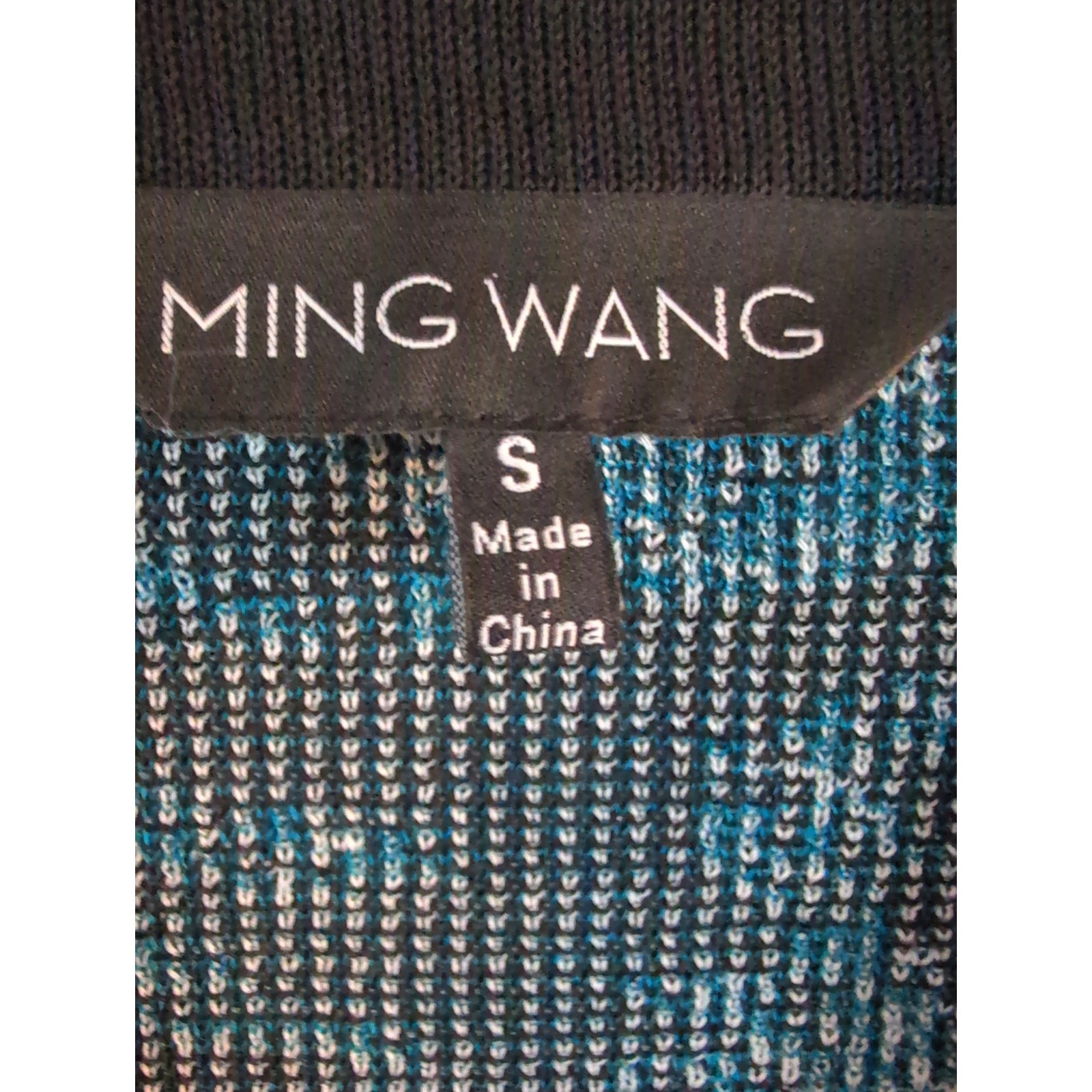 Ming Wang Open Front Knit Jacket Textured Abstract Print Size S