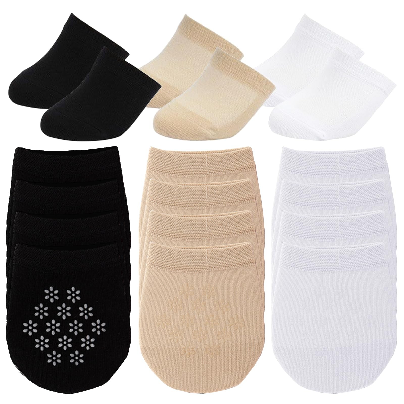 8× Invisible Toe Socks Non-slip Mules Half Socks Toe Topper Covers for Womens US