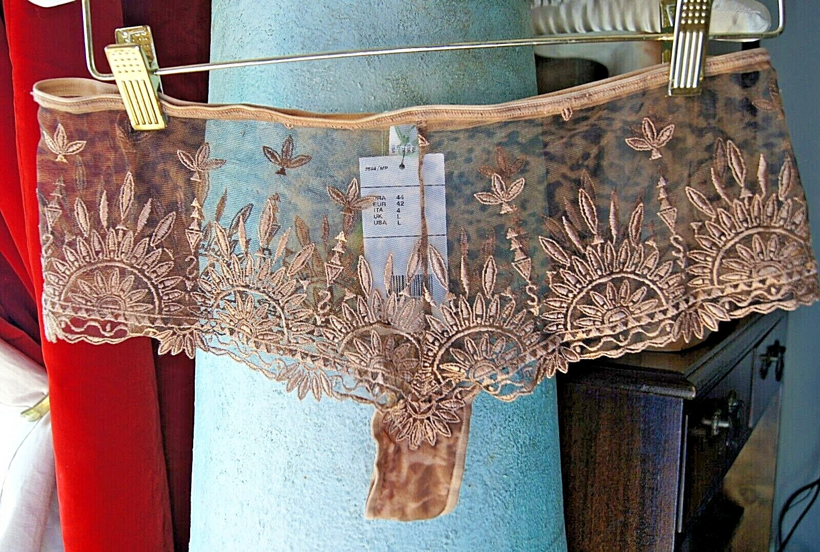 Chantelle Gold “Wild Africa” Embroidered Sheer Deep Shorts Style 3694/MP