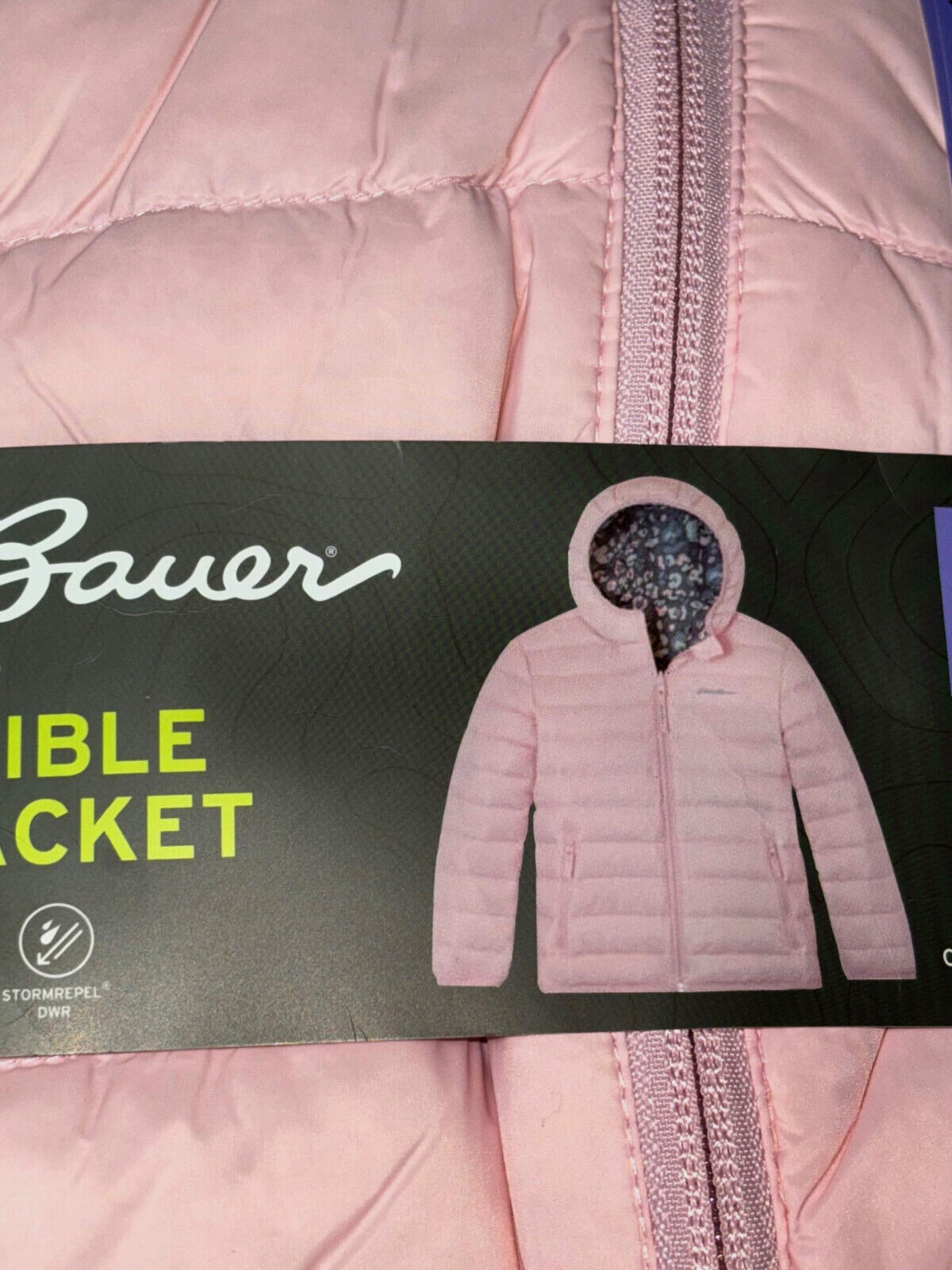 Eddie Bauer Girls Reversible Jacket Full Zip Hooded (Pink Floral, xs 5/6)USED