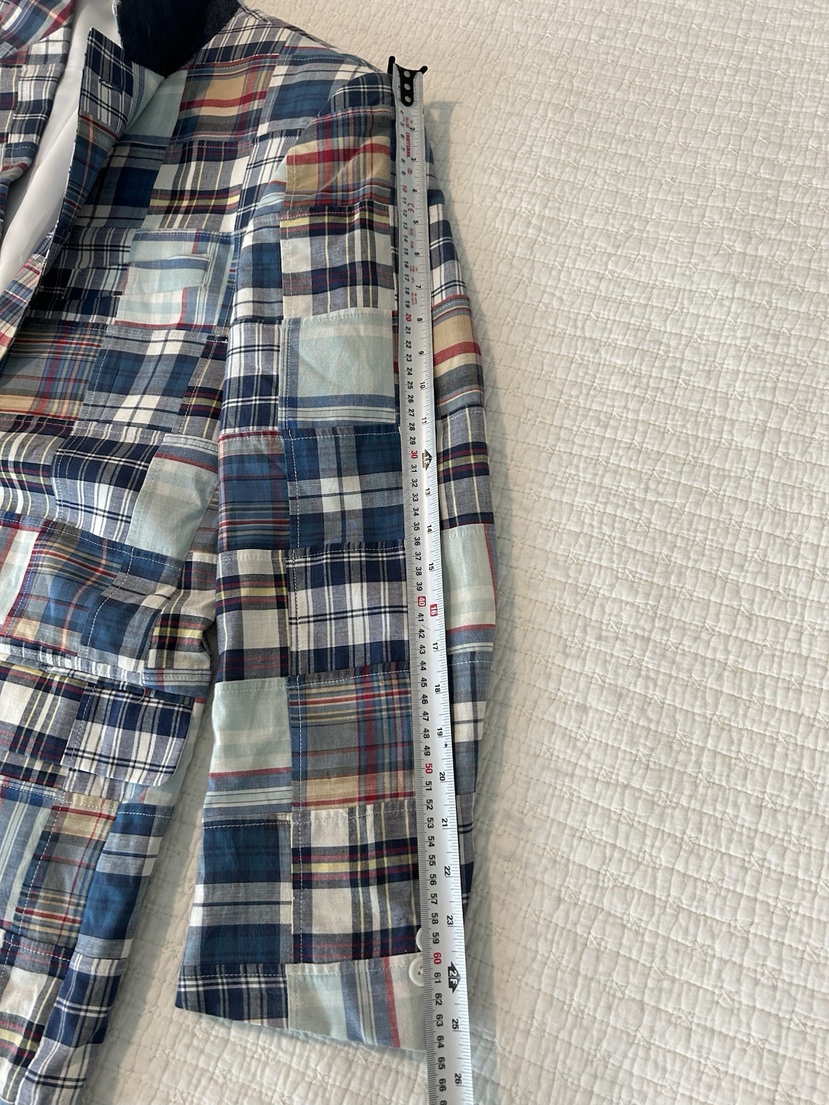 Haspel Madra Quilted Blazer Men’s Patchwork Plaid Preppy Lightweight 100% Cotton
