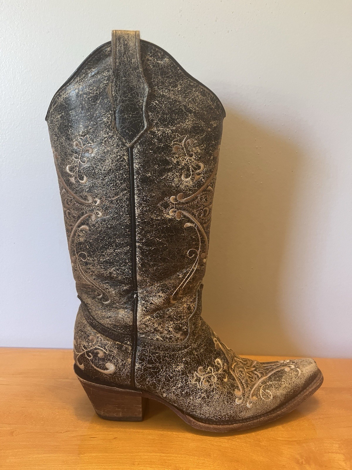 CIRCLE G by Corral Western Cowboy Boots Snip Toe Crackle Boho L5048 Women Sz 8 M
