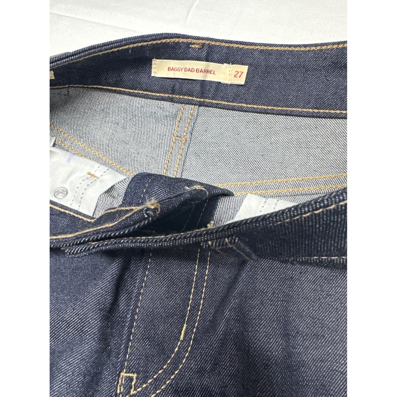 Levis Premium Baggy Dad Barrel Jeans Dark Indigo W27 L30 High Rise Wide Leg