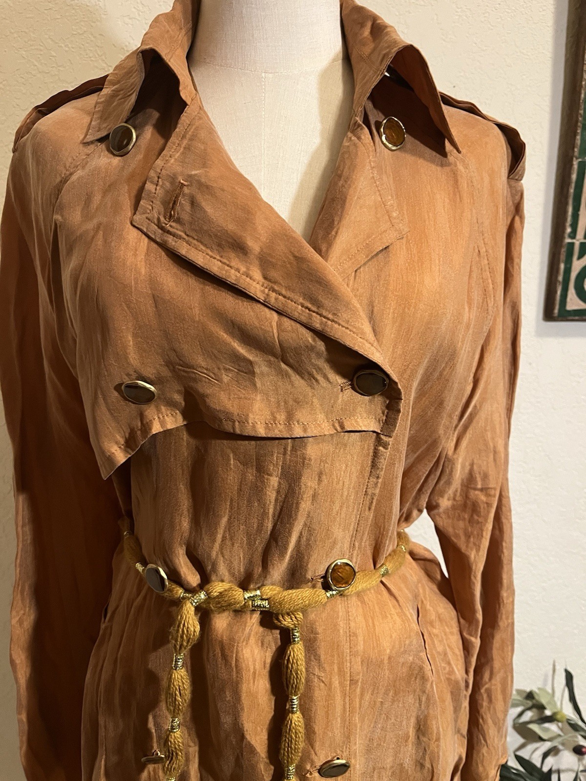ZARA Long Oversized Trench Coat Lightweight Lyocell Summer Limited Ed Caramel