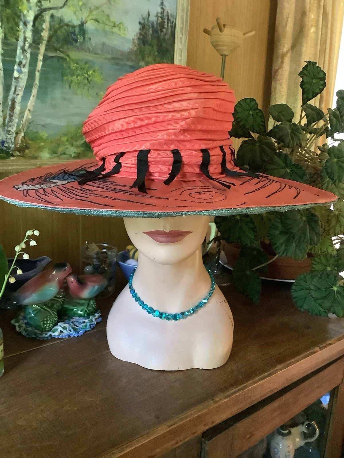 Vintage Antique 1900’s Fabulous JAS G JOHNSON CO Wide Brim HAT One Of A Kind