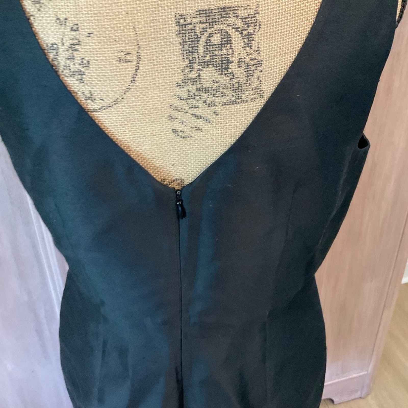 Talbots Classic Black Silk & Wool V Back Career Event Sheath Dress wool silk 10