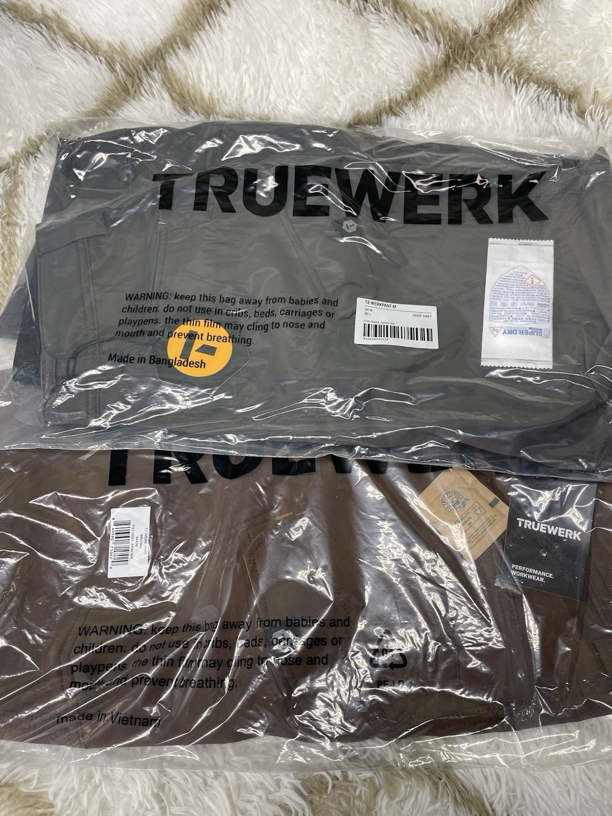 *NWT*2 Pairs Of Truewerk T2 Werkpant Brown+Deep Grey 34×30 $99 Retail Price Each