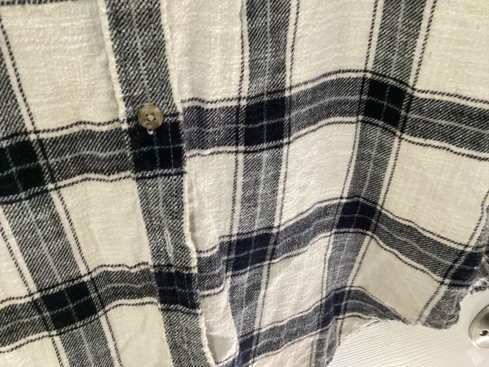 American Eagle Shirt Women Button Up Plaid Flannel Pheasant Sleeves~XS