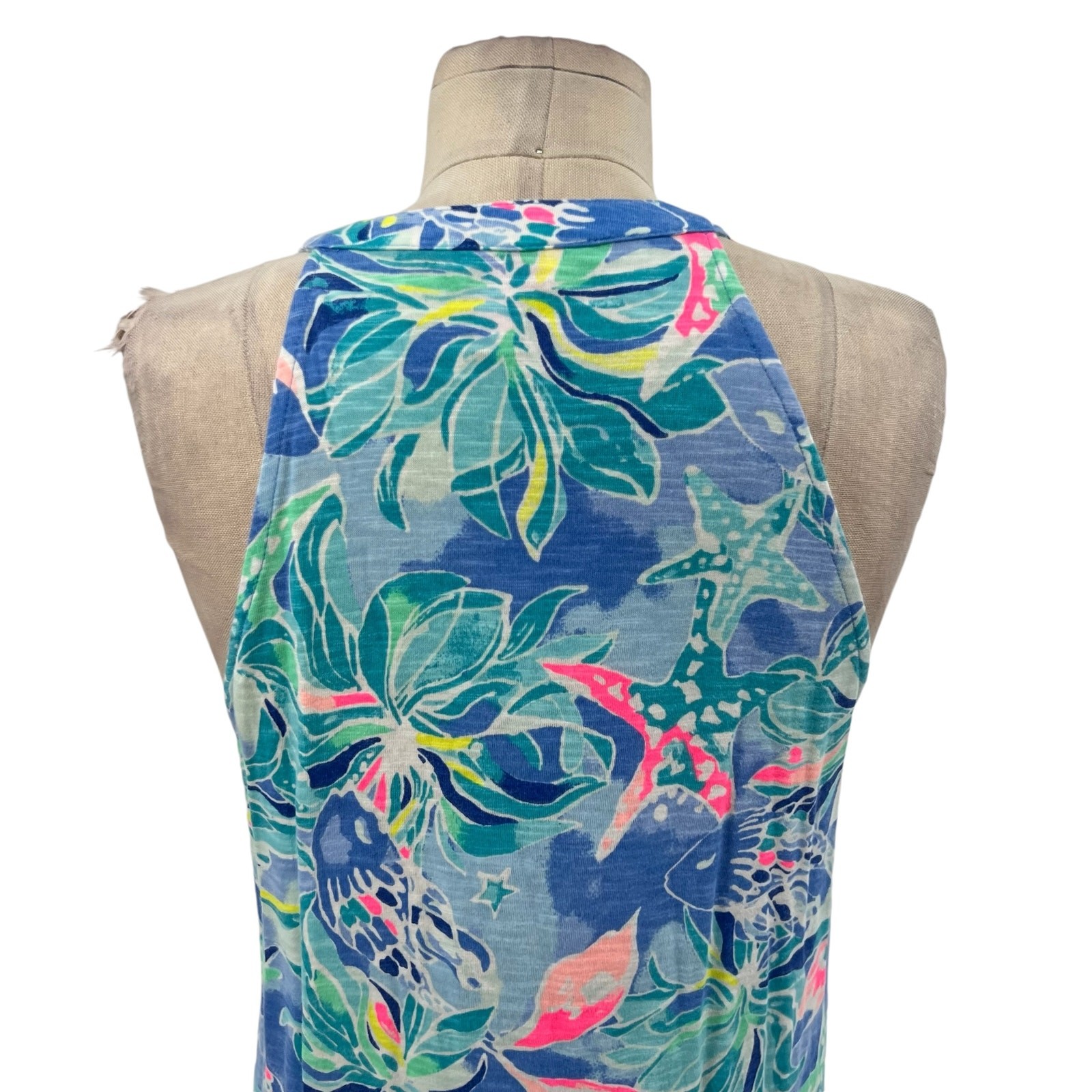 Lilly Pulitzer Shay Dress Bennett Blue Celestial Seas Starfish Print Size Small