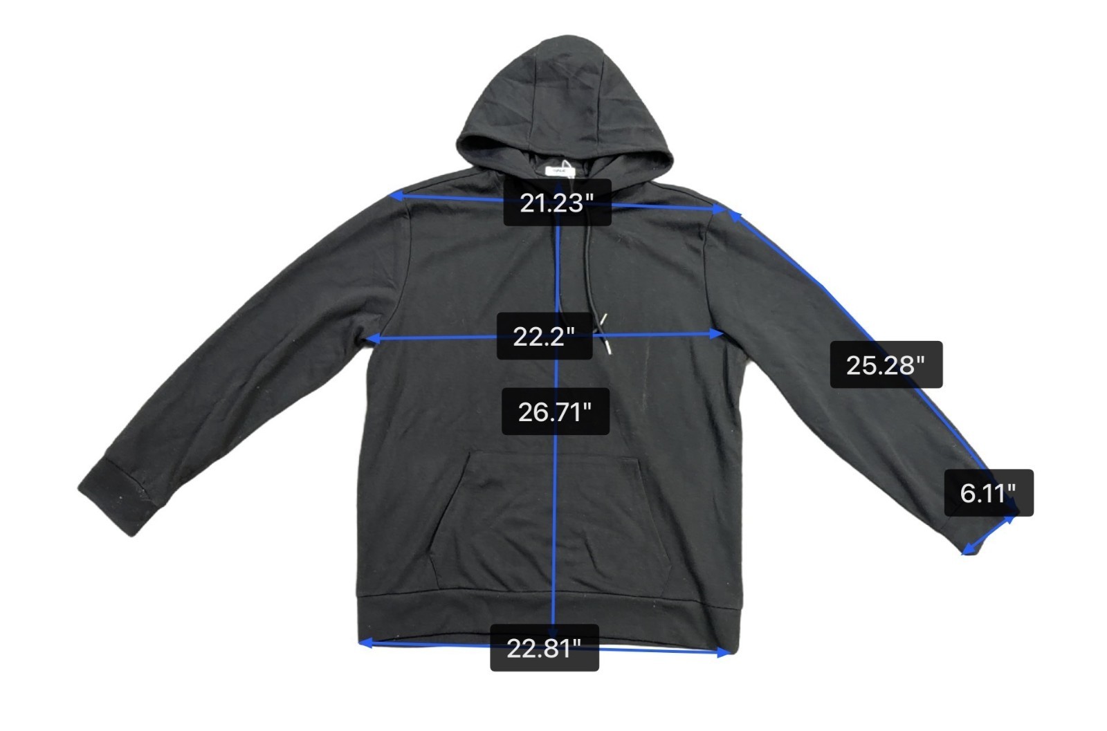 Coofandy Mens Black Hooded Pullover Sweatshirt Casual Style Size XL