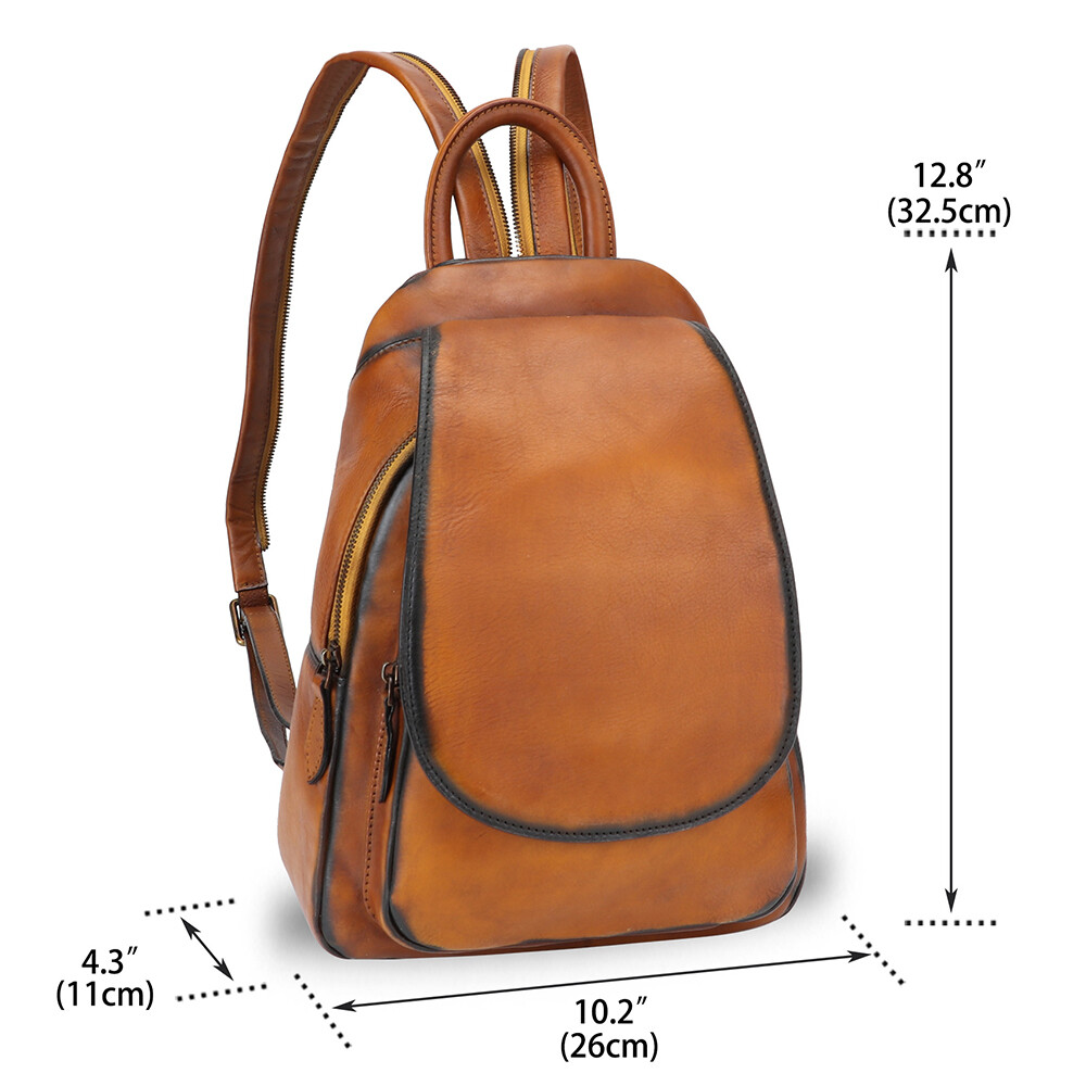 Genuine Leather Backpack for Women Leather Knapsack Rucksack Bag Daypack Purse