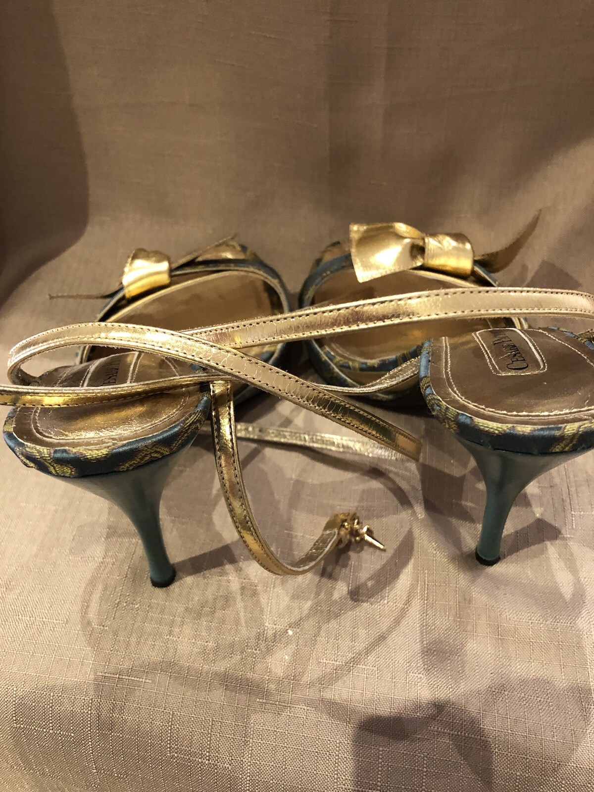 Gorgeous Cesare Paciotti Jacquard Silk Heels Shoes 3 81/2 Excellent Cond.