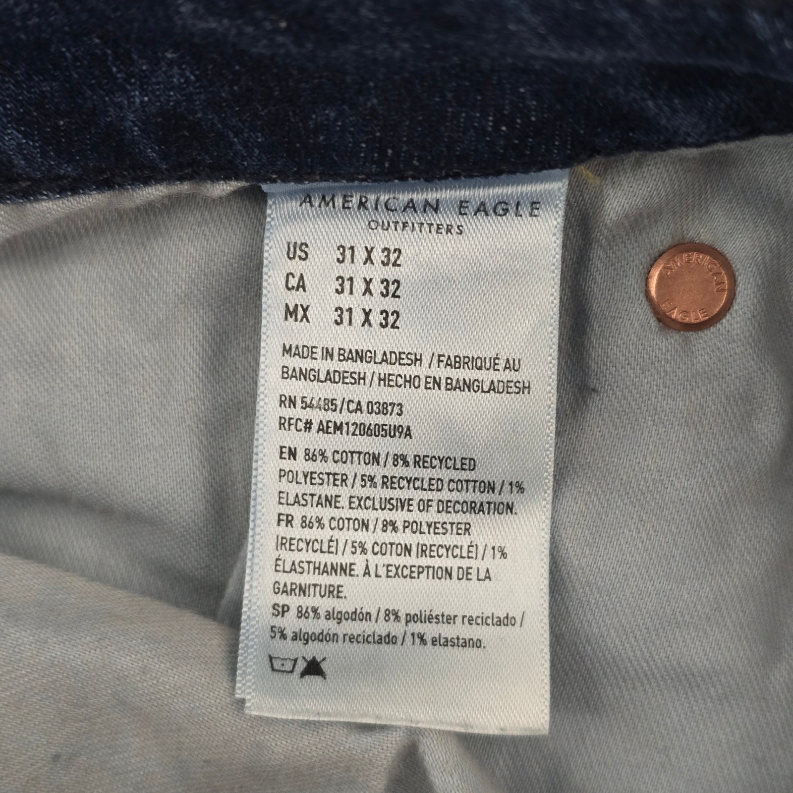 American Eagle Mens Slim Straight AirFlex+ Jeans, Dark Wash, Denim Pants