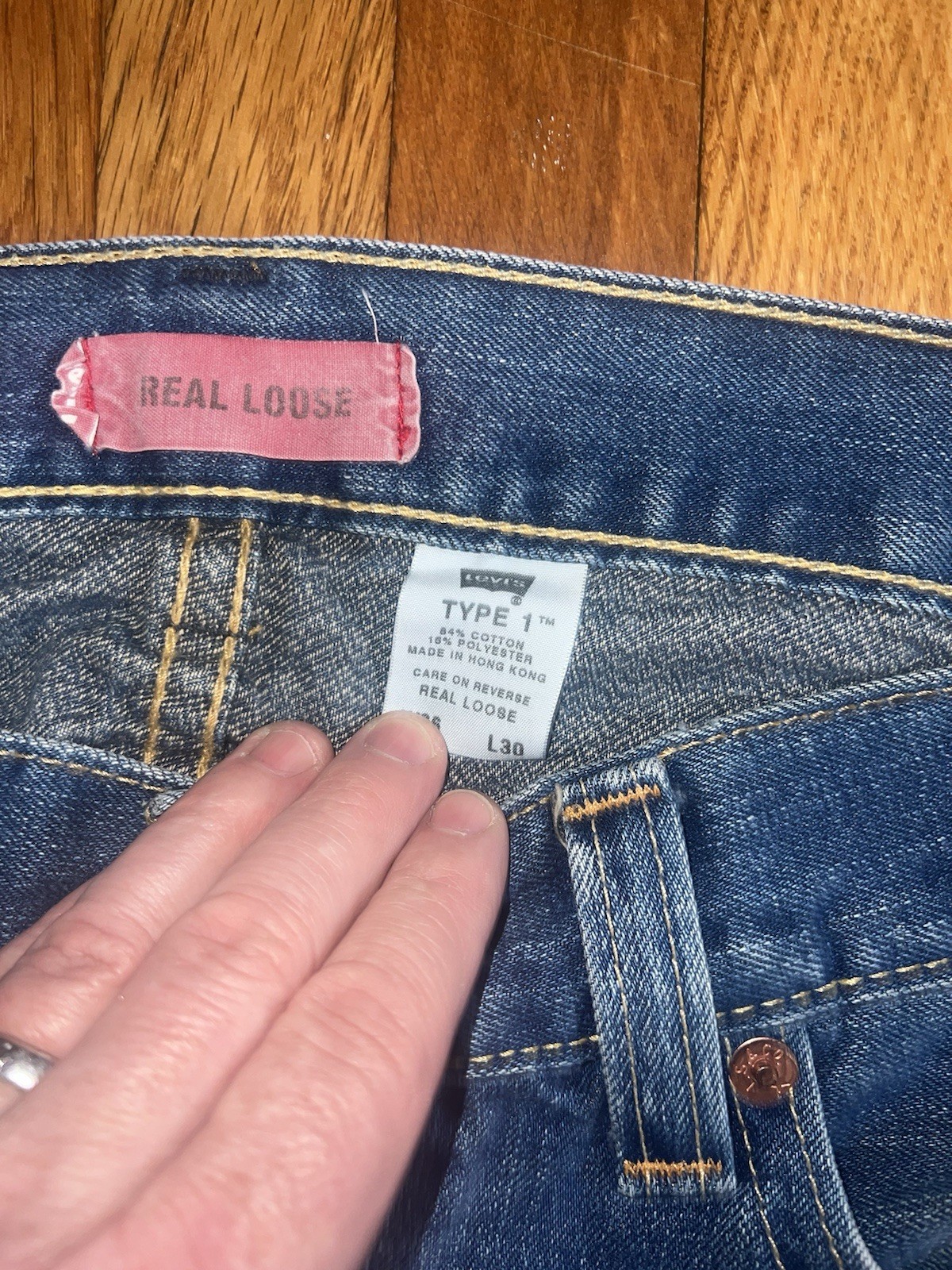 VINTAGE LEVIS TYPE 1 REAL LOOSE BAGGY WIDE LEG 90’s JEANS SKATE RAVE 38 x 30