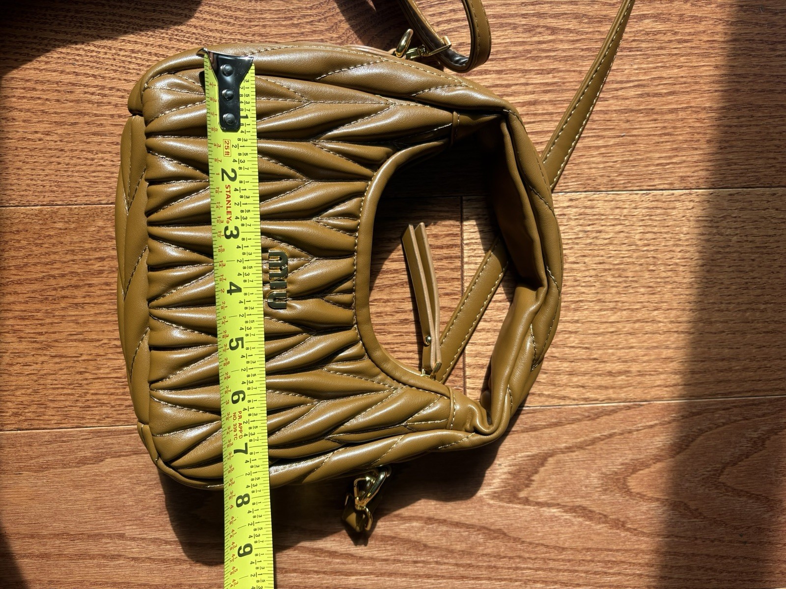 Miu Miu Wander Matelassé Nappa Leather Hobo Bag , Brown, Detachable Strap