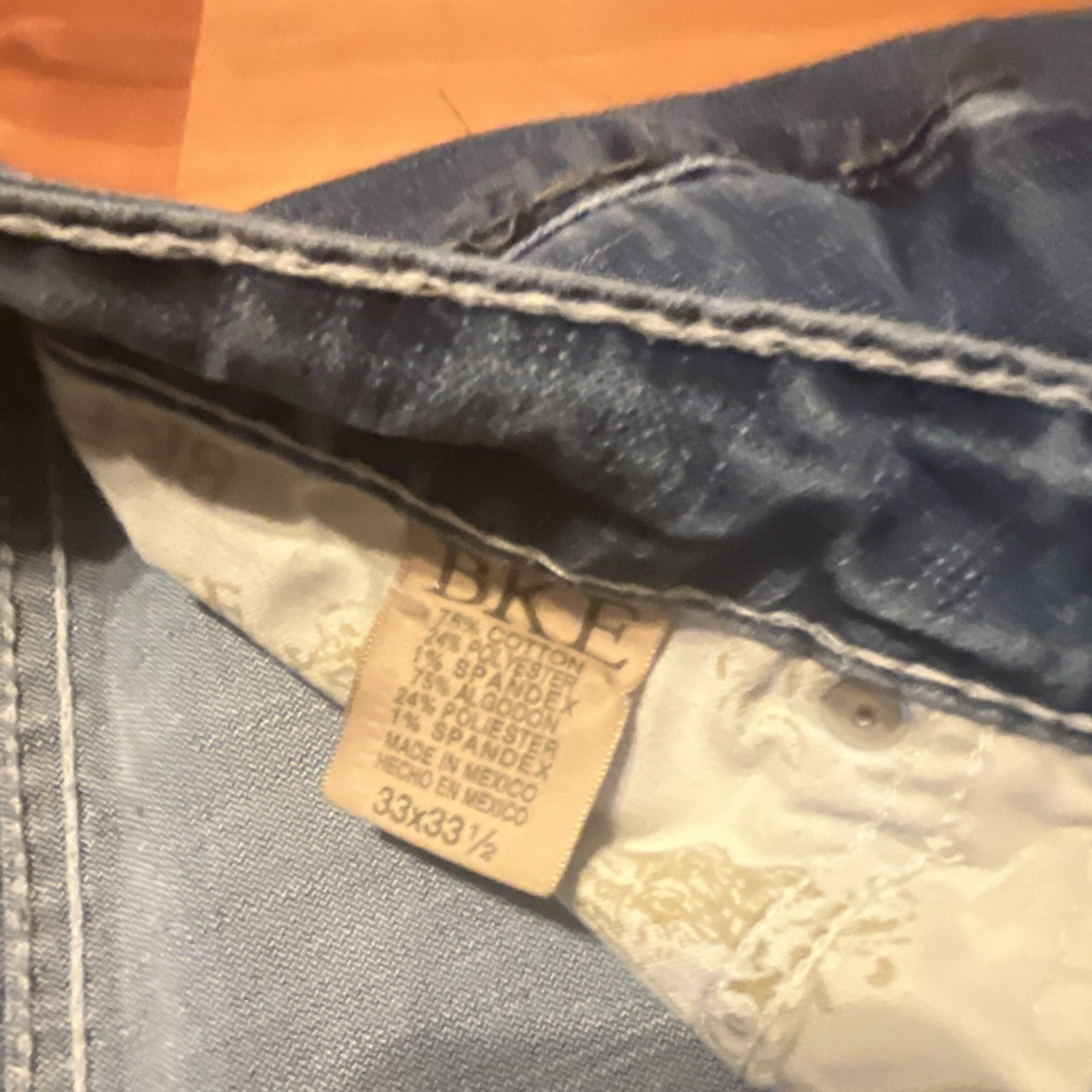 BKE Womens Blue Medium Wash Stretch Denim Skinny Jeans Slim Fit 33 x 33 1/2
