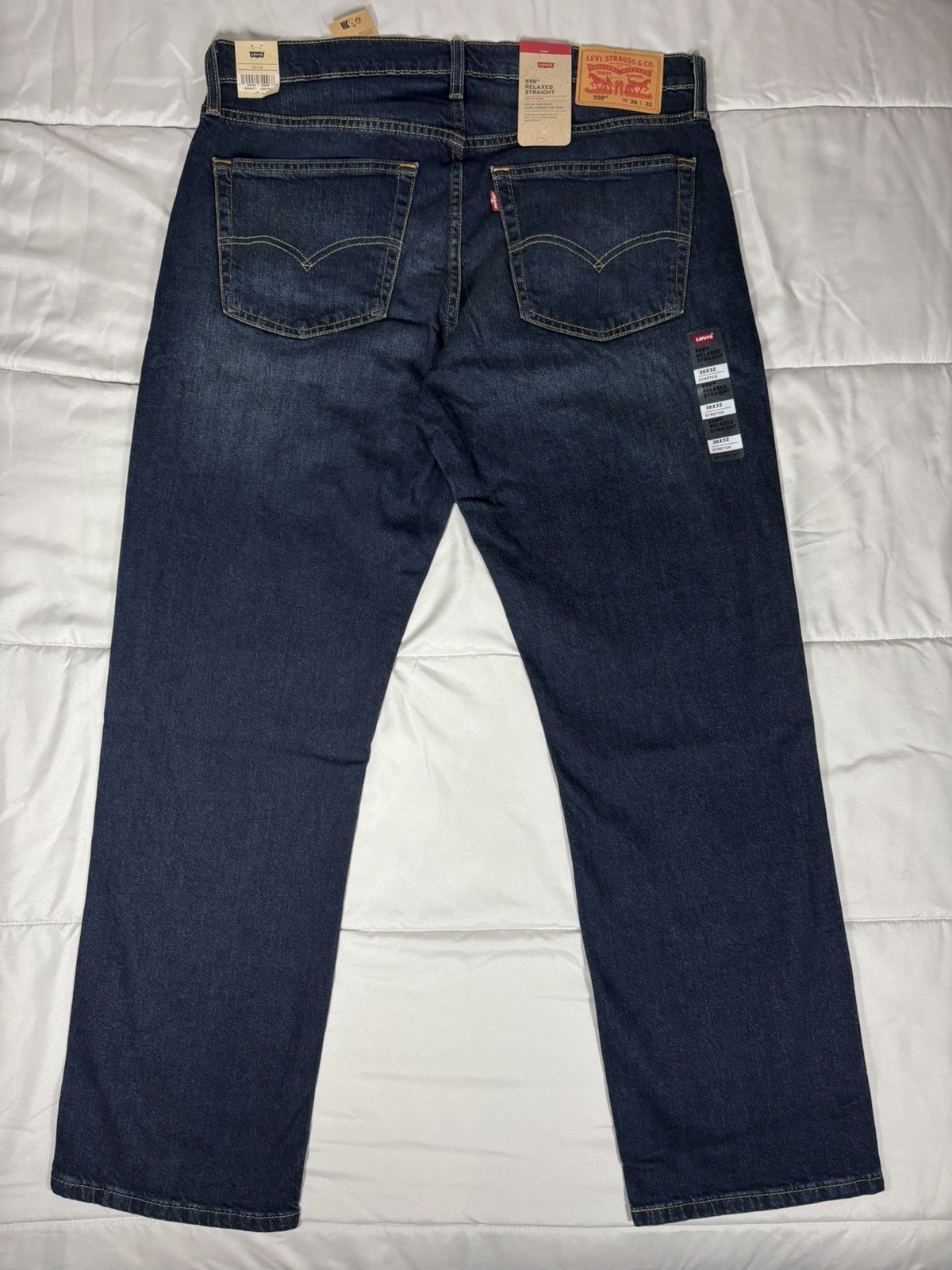 NWT Levi’s 559 Relaxed Straight Fit Stretch Rugged Blue Denim Jeans Mens 36×32