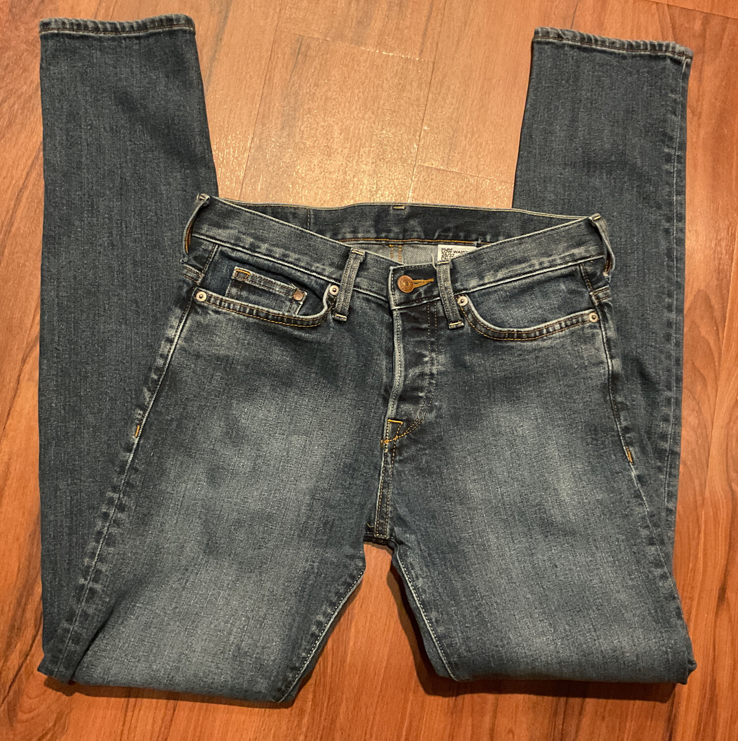 H & M DENIM Women’s Sz 28 /32”inseam SLIM LOW WAIST MED DARK BLUE