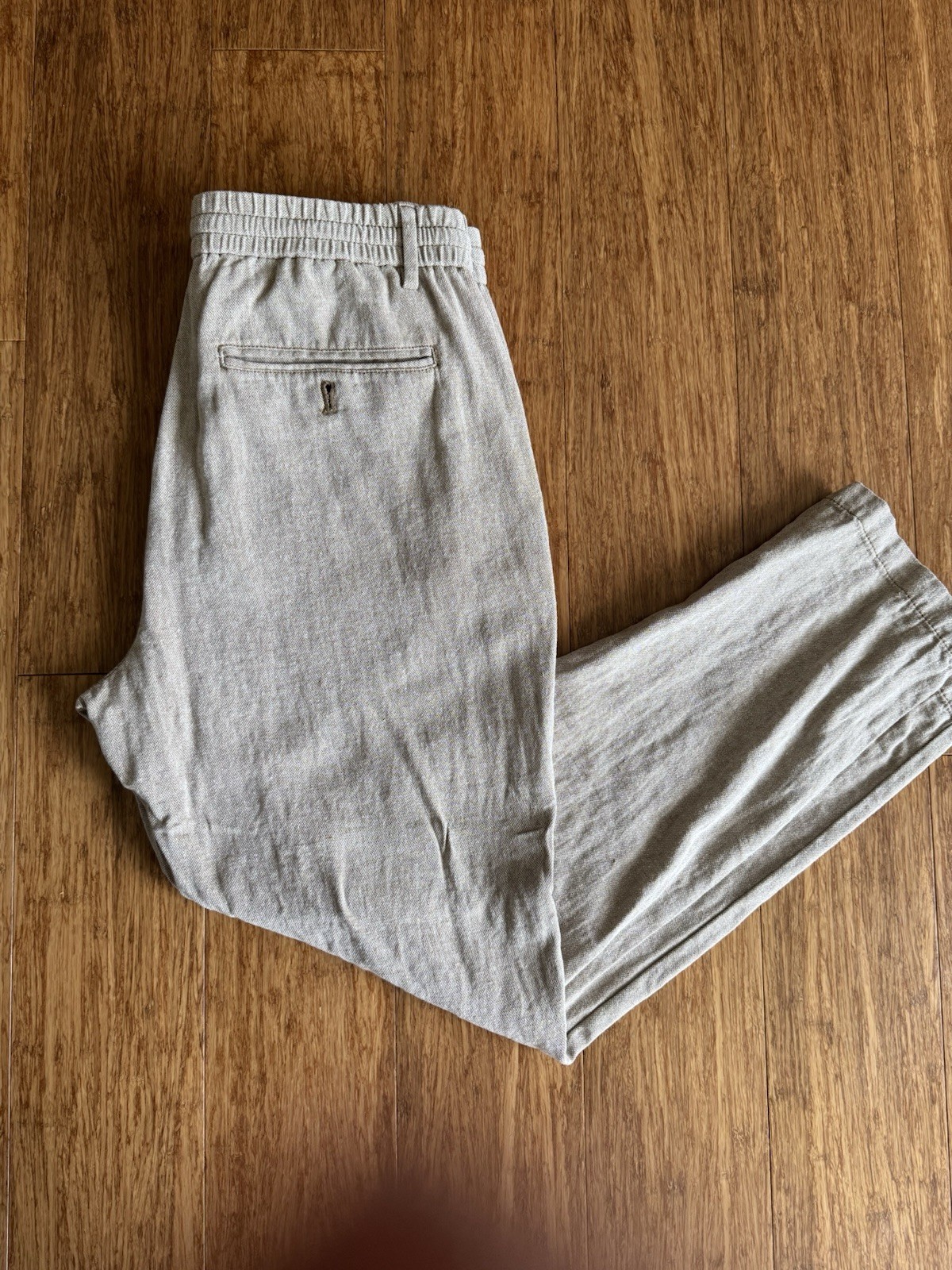 Banana Republic Men’s Brown Linen Cotton Twill Athletic Tapered Pants 33X30