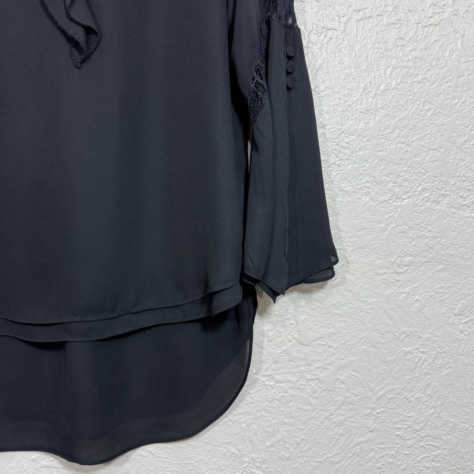 Colleen Lopez Blouse Top 6 Lace Flared Bell Sleeve Whimsigoth Witchy Fairy 90s
