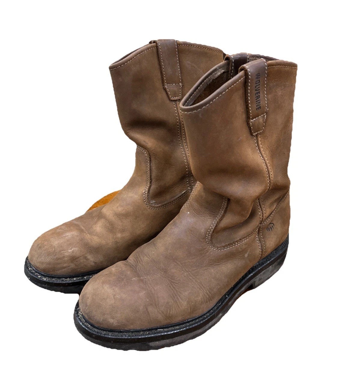Wolverine Men W04727 Wellington Leather Work Boot 12 EW Extra Wide Soft Toe Brwn