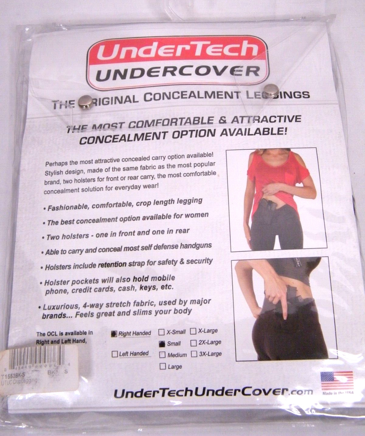 UNDERTECH UNDERCOVER CONCEALED CARRY LEGGINGS CROP LENGTH WOMEN’S Small – RH